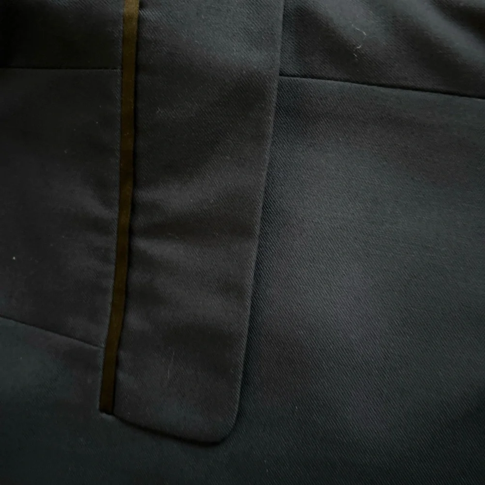 Navy Blue High-Waisted Dress Pants with Tapered Fit